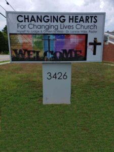 Changing Hearts for Changing Minds Church Marquee Sign